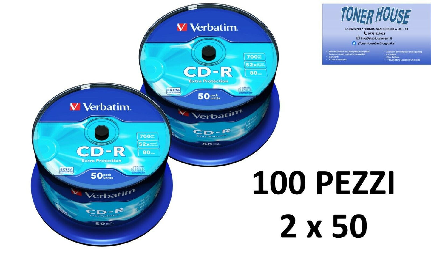 cd-r verbatim 700 mb 80 min cad cod 43521 minimo 100 cd