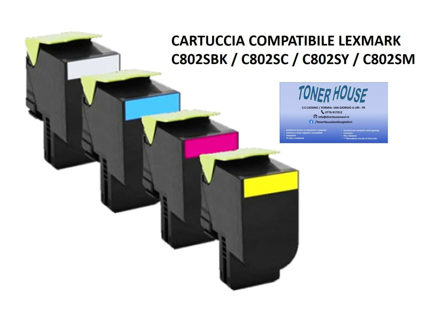 CARTUCCE COMPATIBILI LEXMARK 802S NERO CIANO GIALLO MAGENTA C802S cx310 cx410