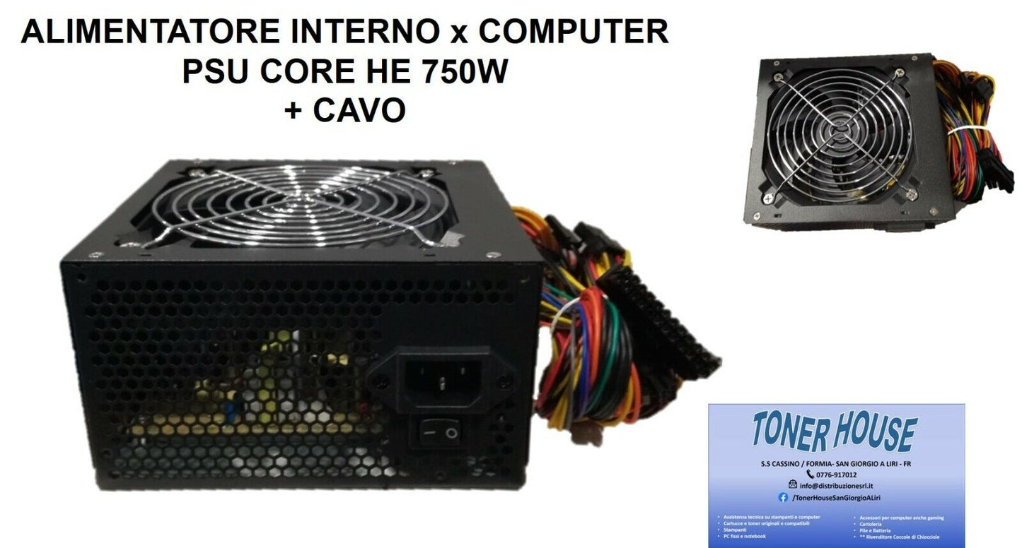 psu core he alimentatore interno 750w x computer + cavo