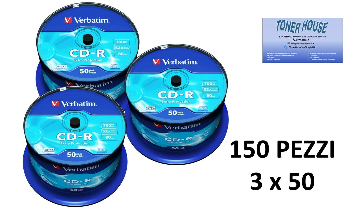 cd-r verbatim 700 mb 80 min cad cod 43521 minimo 100 cd