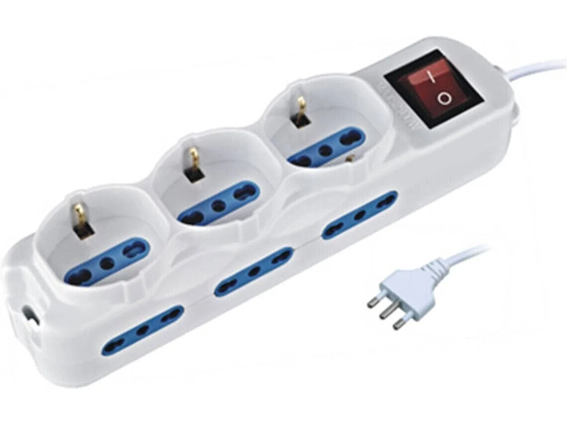 multipresa 9 posti con spina 16A e interruttore luminoso ewent EW3928 bianca