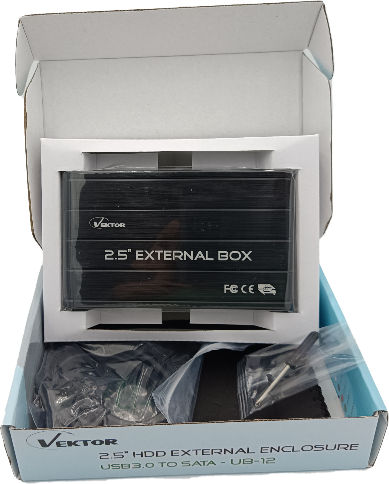 Box x hard disk esterno 2,5" hdd sata vektor usb 3.0 alluminio nero