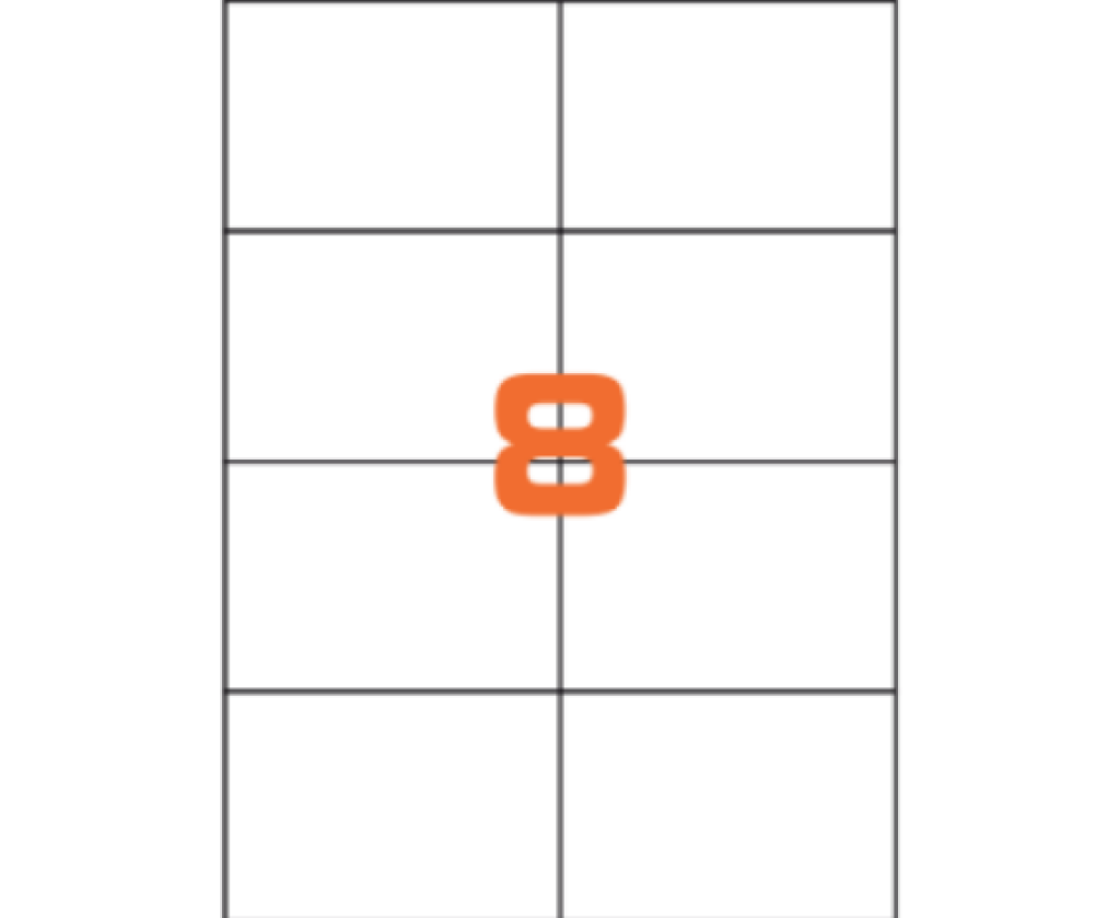 8 etichette adesive A4 personalizzate A410574, 105x74mm, IPERTEK / IDLABEL