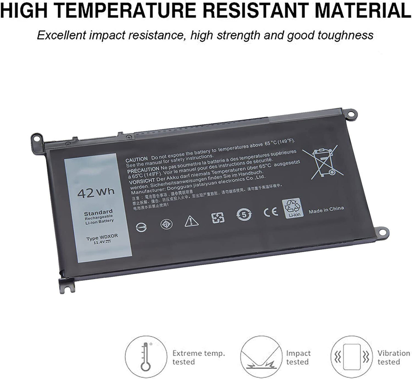 Batteria per Dell inspiron portatile 15 11.4V 42W WDX0R pc notebook WDXOR