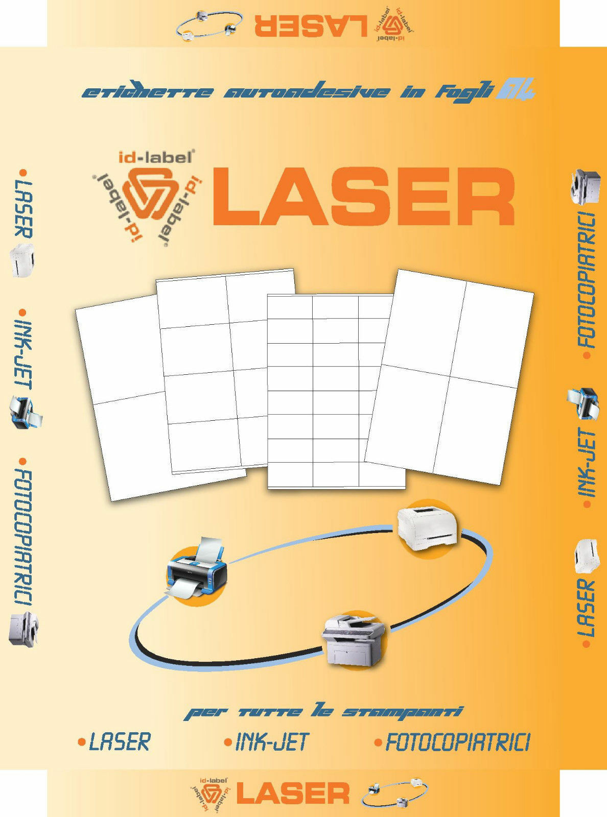 600 etichette adesive A4 personalizzate A410599, 105x99mm, IPERTEK / IDLABEL