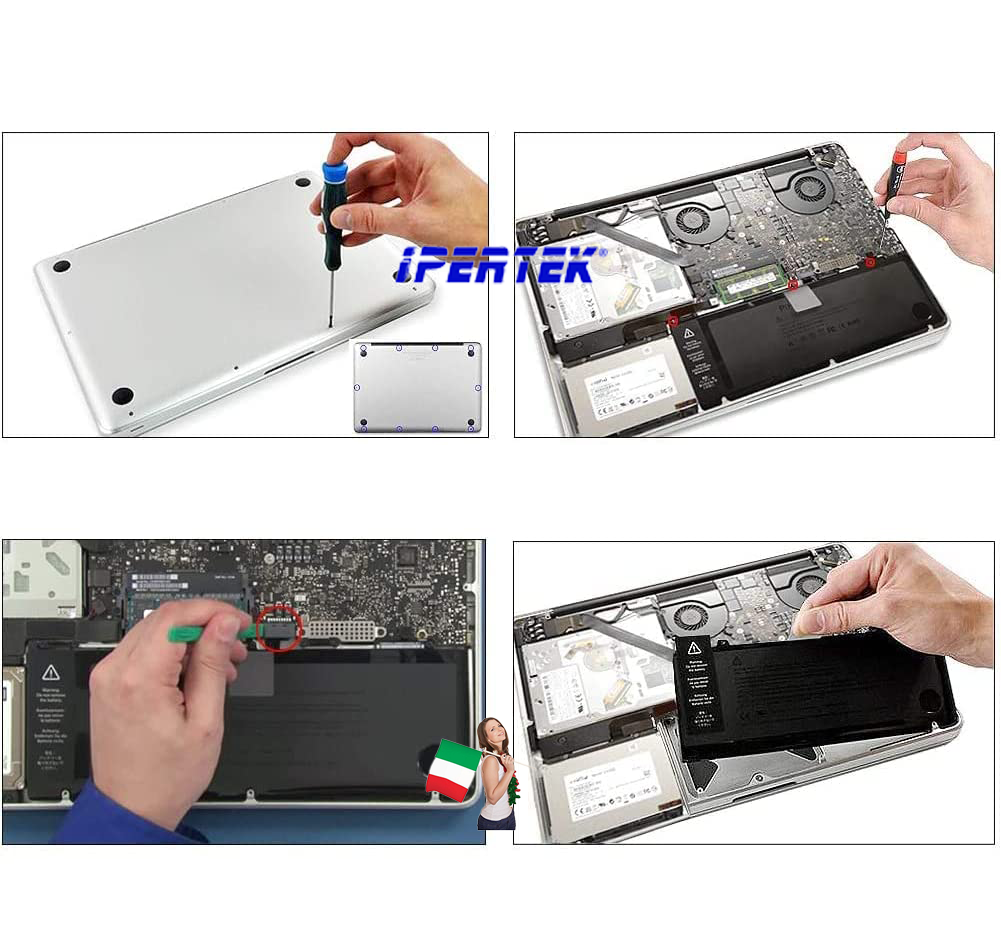 Sostituzione Batteria MacBook Pro 15 A1286 A1382 2011 2012 7060 mAh Unibody