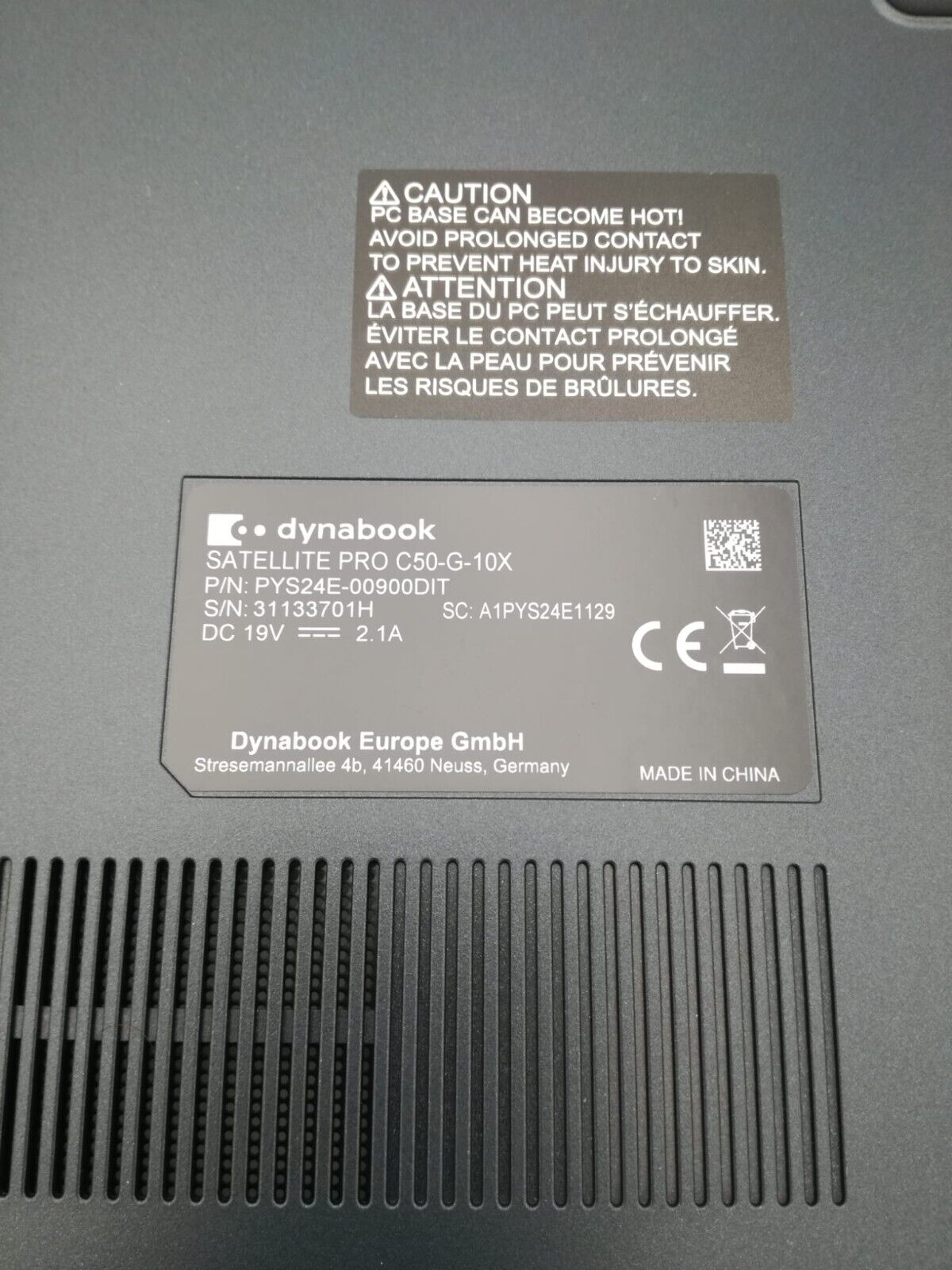 Cover Inferiore dynabook satellite pro c-50-g-10x Toshiba Originale nero