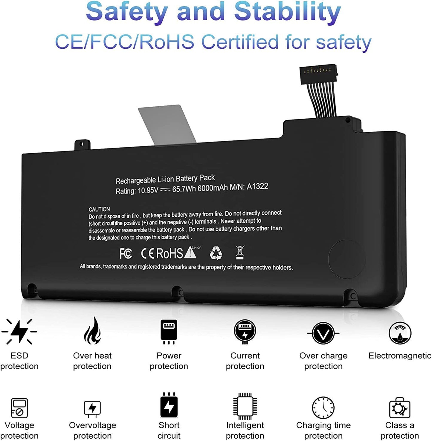 Batteria compatibile 10.95V 5800mAh 63.5Wh con Apple MacBook Pro 13" A1322