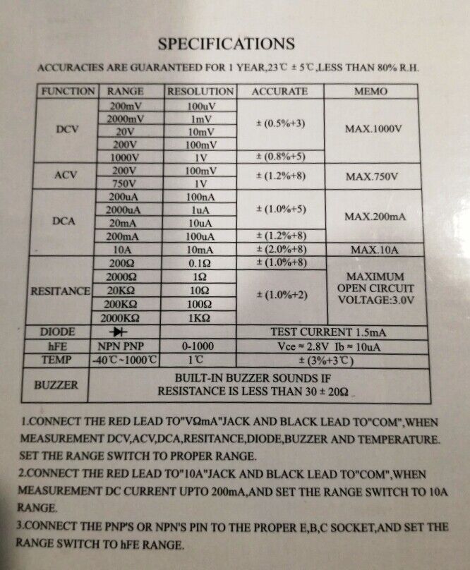 tester multimetro digitale dt-830b misurazioni: volt ampere ohm