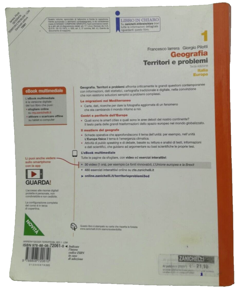 Geografia: Territori e problemi, Vol. 1: Italia ed Europa, libro USATO BUONO