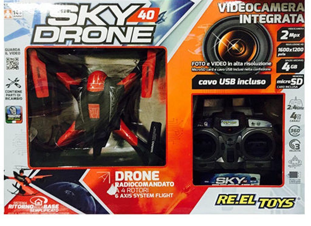 drone radiocomandato sky drone 40 4 rotori videocamera integrata re.el. toys