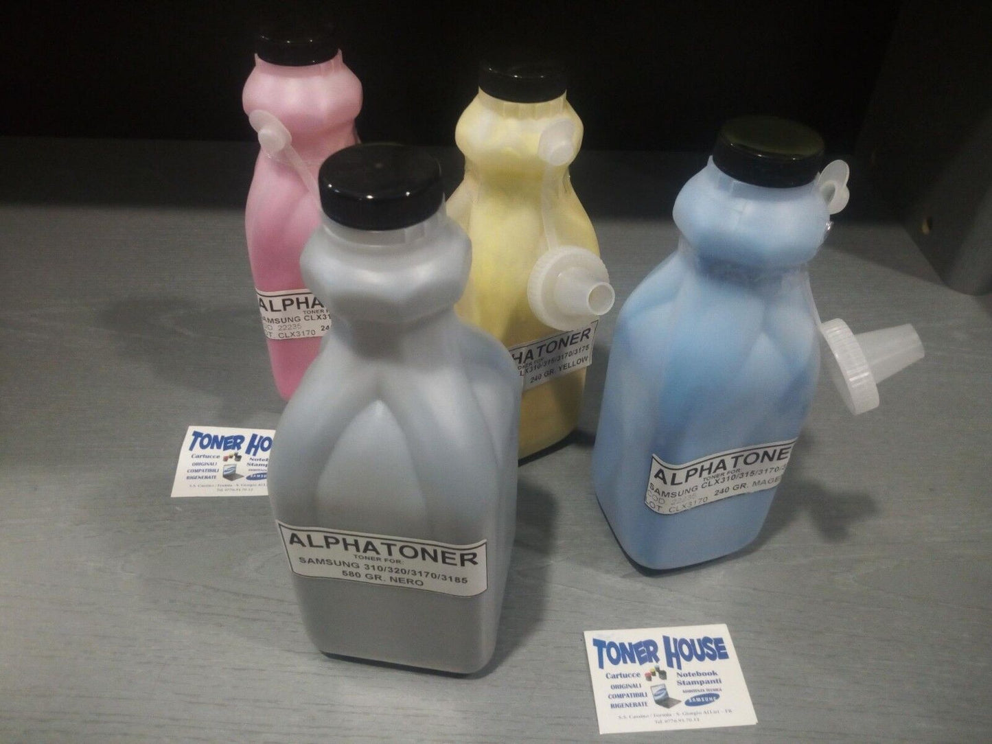 KIT RICARICA TONER SAMSUNG CLP 310 320 325 CLX 3170 3175 3185 BK 580gr+COL 200gr