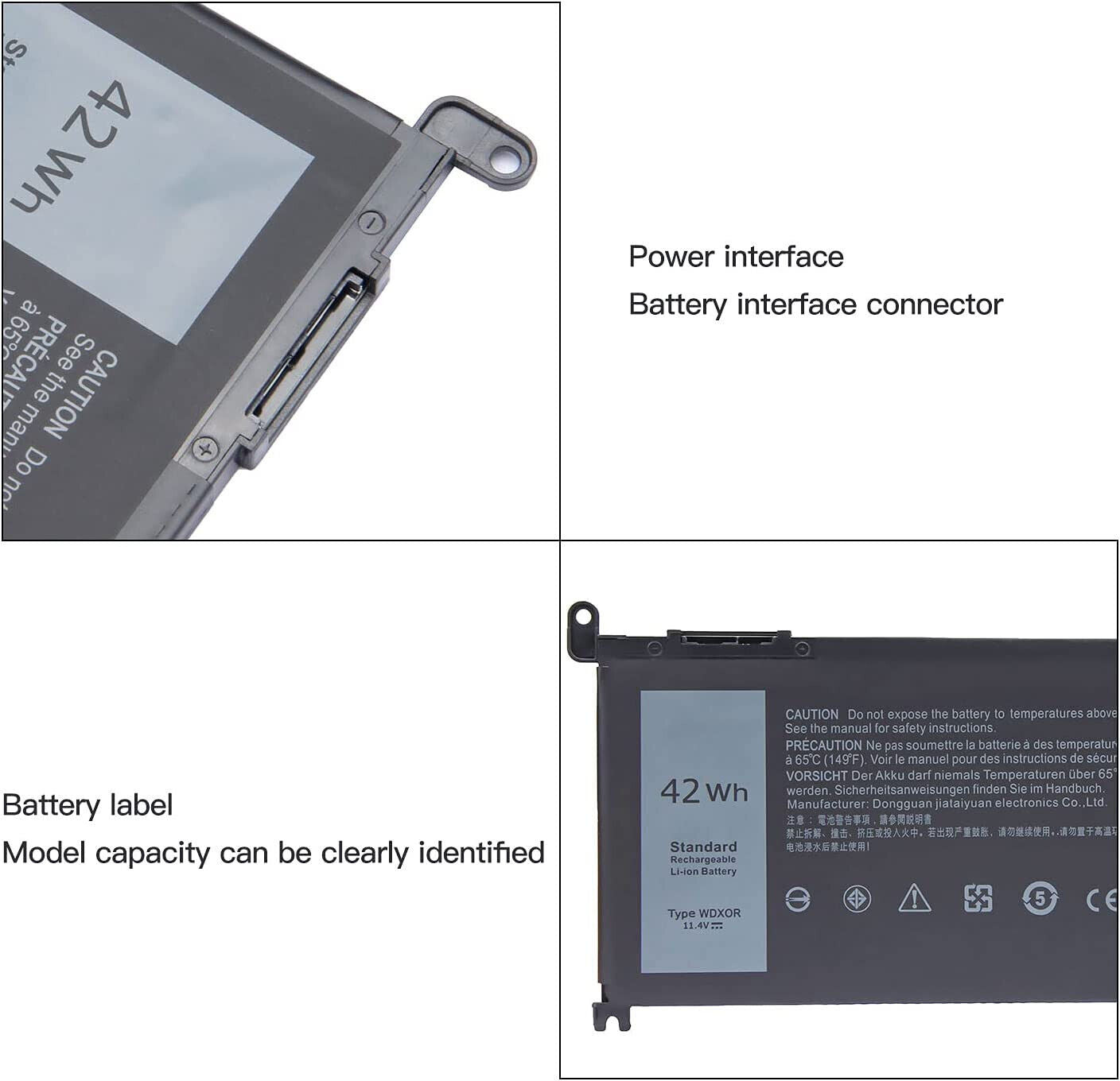 Batteria per Dell inspiron portatile 15 11.4V 42W WDX0R pc notebook WDXOR