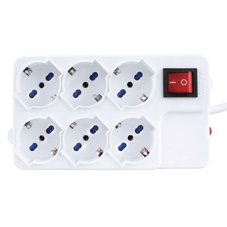 MULTI-PRESA 6 SLOT BIPASSO/SCHUKO MU-03 VULTECH CON TASTO ON/OFF
