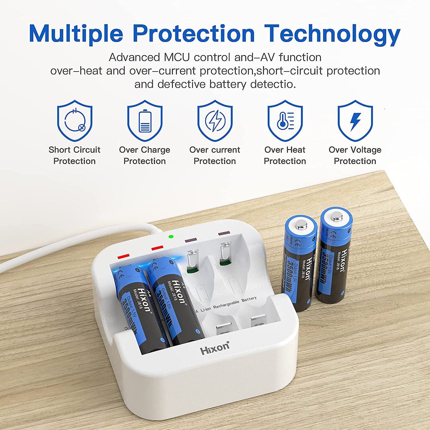 08 batterie al litio stilo AA 1,5 v 3500 mWh ricaricabili + caricabatterie usb