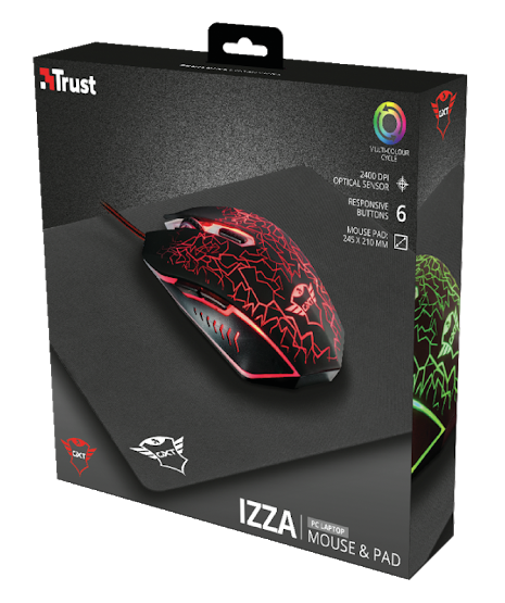 mouse e tappetino da gioco Trust Gaming GXT 783 2.400 dpi pc ps4 xbox 6 pulsanti