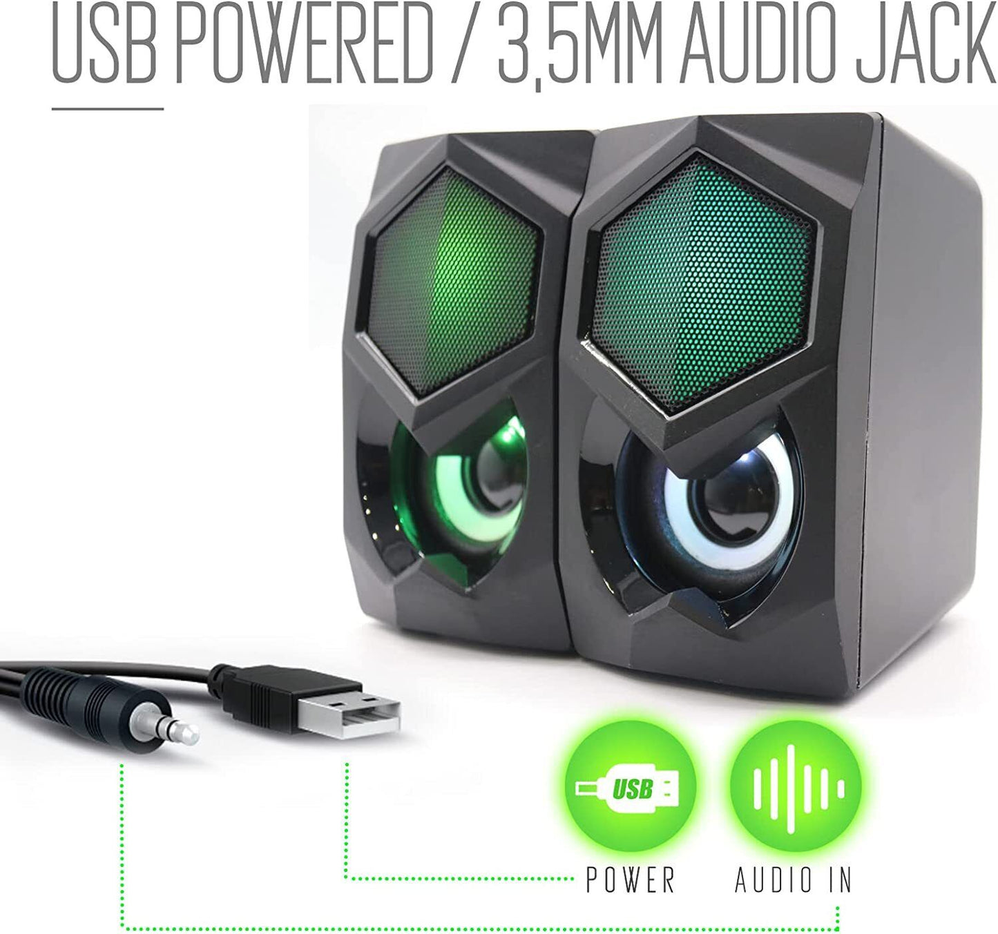 Altoparlanti Casse Speaker USB Stereo 2.0 gaming RGB,12W per notebook pc EW3524