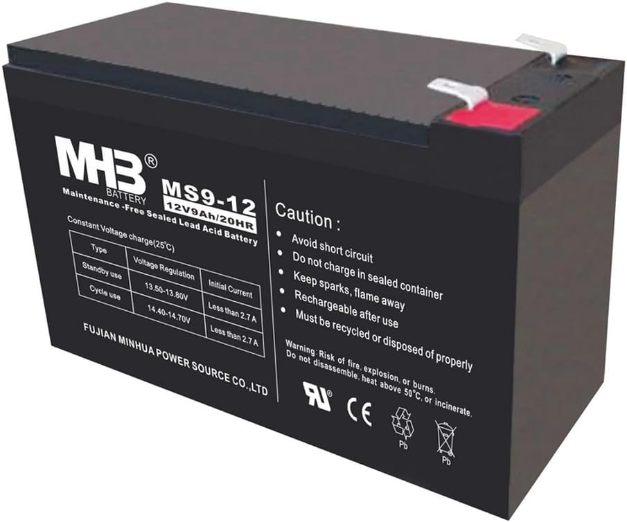 Batteria al Piombo MHB MS9-12 – 12V 9Ah Ricaricabile per UPS e Antifurti