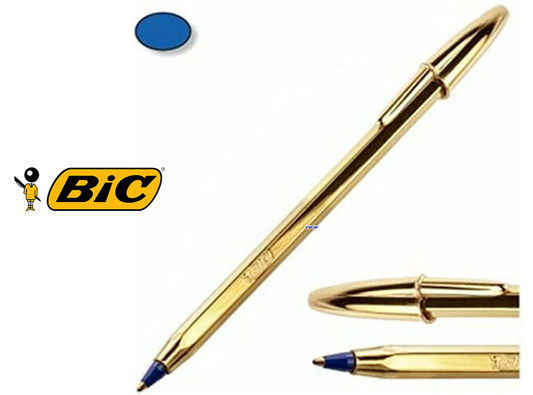 Penna BIC Cristal shine Celebrate Oro inchiostro Blu Sfera Punta Media 1.0 mm