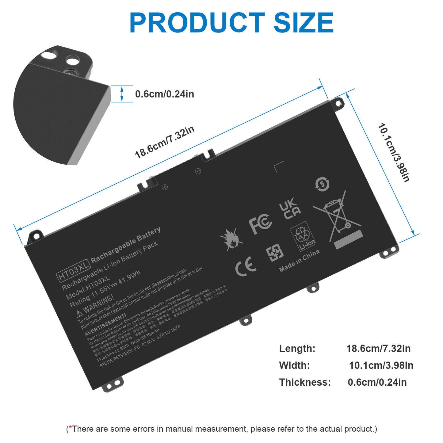 Battery HT03XL per HP Pavilion L11421-2C2 L11119-855 14-CE 14-CF 15-CS 15-DA