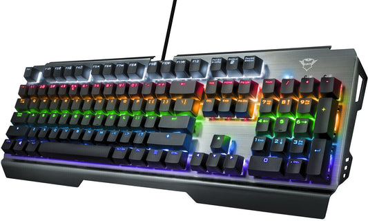 GXT 877 tastiera gaming meccanica design metallico, 7 modalità colore trust pc