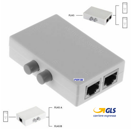 Switch di rete manuale interruttore commutatore on off ethernet adsl 2 porte