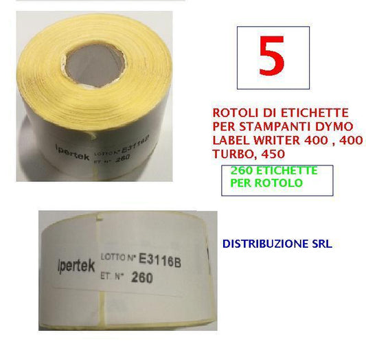 5 ROTOLI DI ETICHETTE COMPATIBILI 36 x 89 mm X DYMO LABELWRITER S0722400 99012