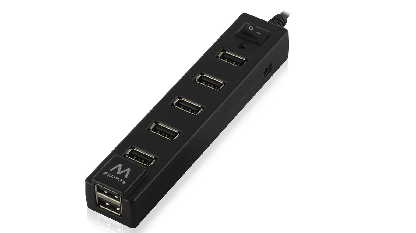 Hub USB con 7 porte usb 2.0 e interruttore ON/OFF nero EW1130 ewent cavo 65 cm