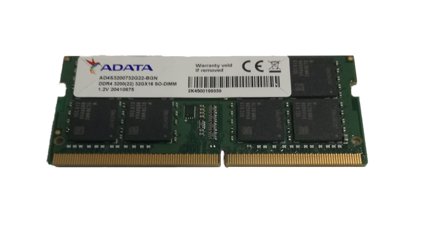 memoria ram 32GB 2Rx16 - 3200 (22)  so-dimm ddr4 ADATA AD4S3200732G22-BGN  1.2V