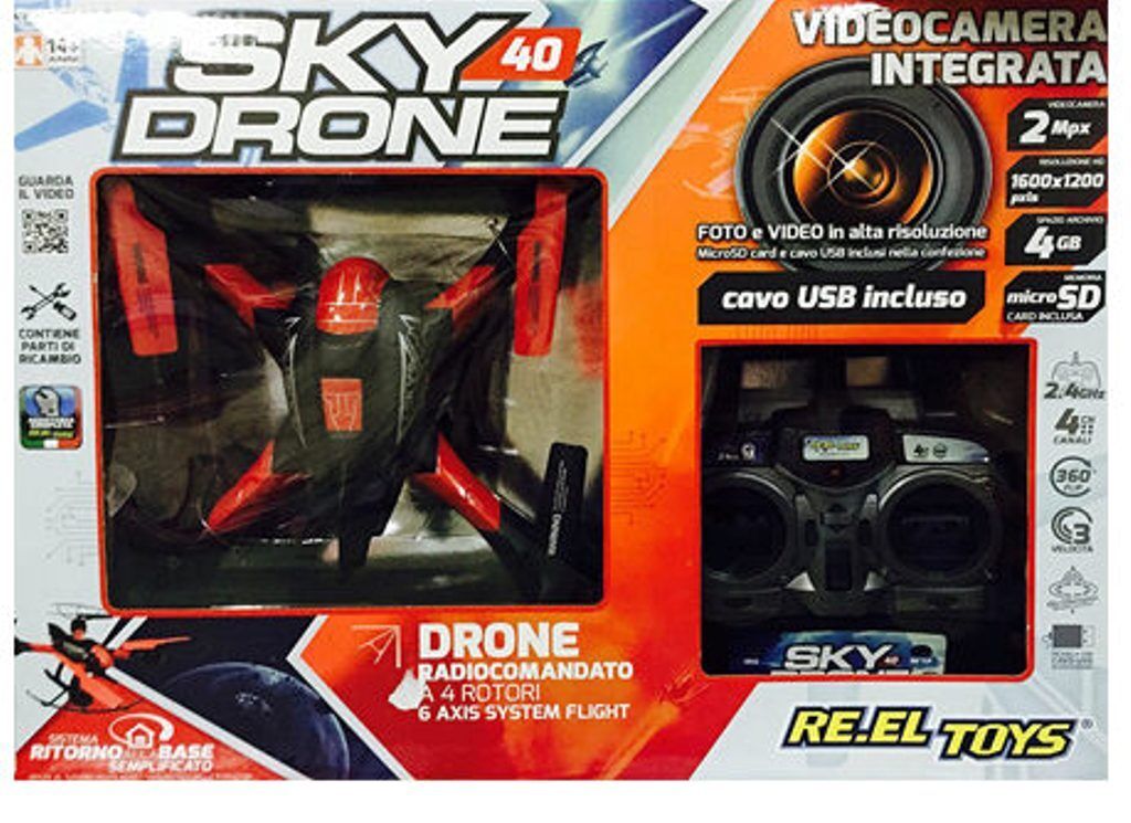 drone radiocomandato sky drone 40 4 rotori videocamera integrata  re.el. toys