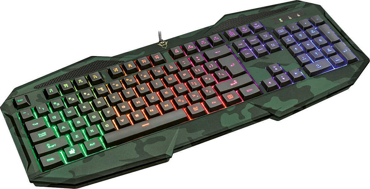 gxt 830rw-c tastiera gaming layout integrale, illuminazione rainbow wave trust