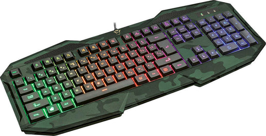 gxt 830rw-c tastiera gaming layout integrale, illuminazione rainbow wave trust