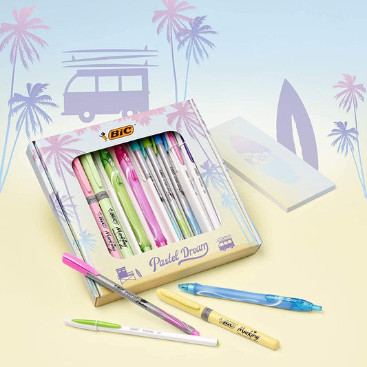 BIC Pastel Dream Kit, 16 accessori penne, pennarelli, evidenziatori