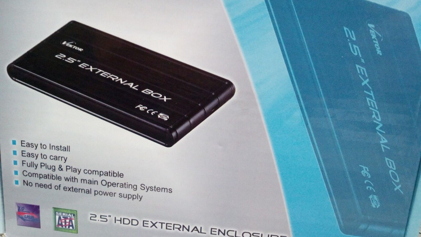 Box Esterno USB3.0 HDD SATA 2,5" Alluminio Nero Vektor UB12 VK-UB12