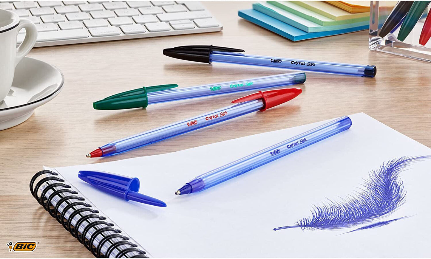 Confezione penna Bic 50pz Cristal Soft Sfera Nera Scuola Ufficio 1,2 Mm Medium