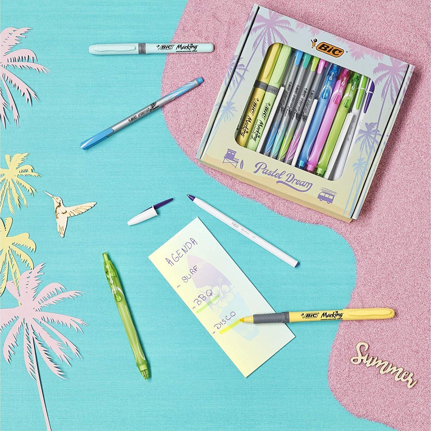 BIC Pastel Dream Kit, 16 accessori penne, pennarelli, evidenziatori