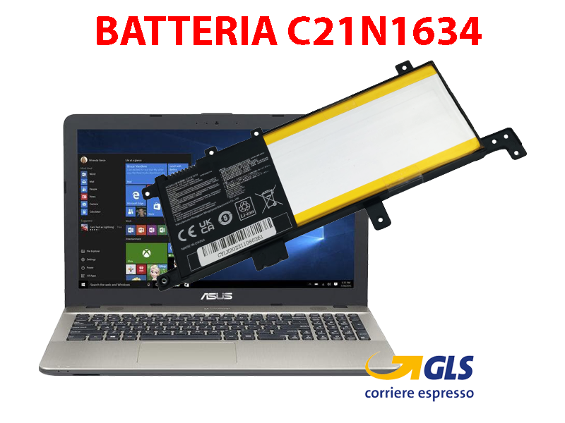 batteria asus c21n1634 laptop sostituzione vivobook X542 F542 X542BP 38Wh 7,6V