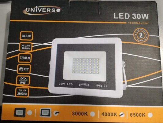 FARETTO LED ESTERNO LUCE NATURALE 4000K 30W 2700lm ANTIPIOGGIA COD: F-30W-BN1
