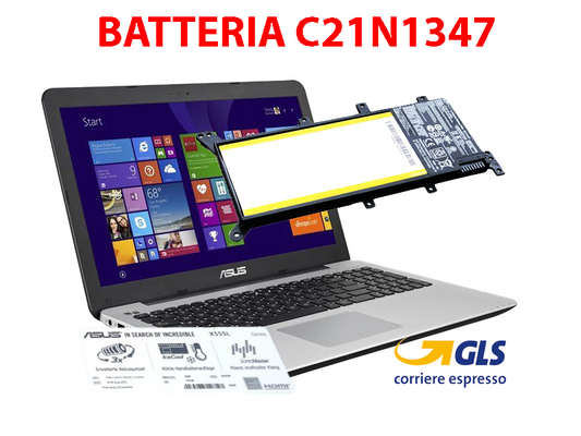 Batteria 4930mAh compatibile Asus C21N1347 X554L X555 X555L X555LA X555LD X555LN