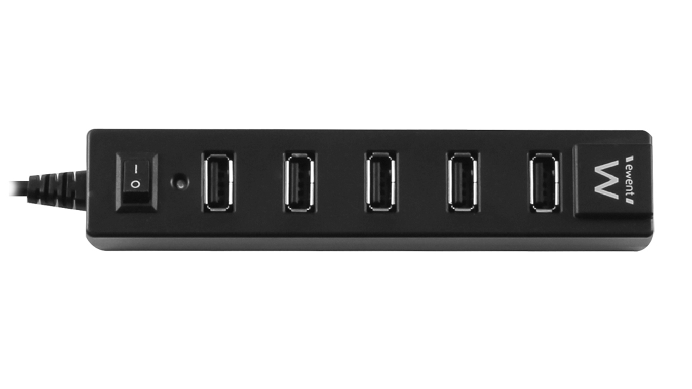 Hub USB con 7 porte usb 2.0 e interruttore ON/OFF nero EW1130 ewent cavo 65 cm