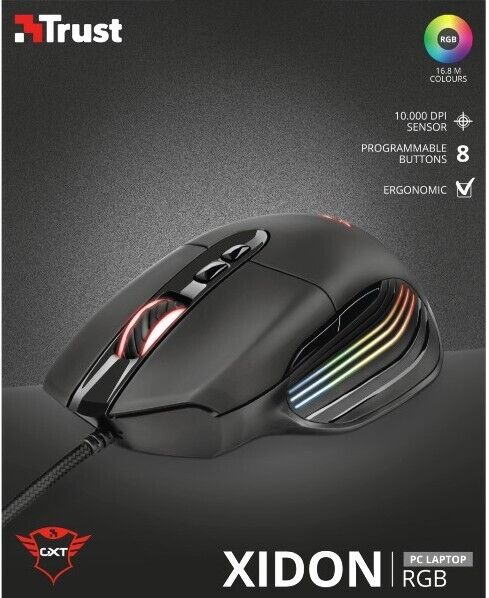 Mouse da Gioco Trust Gaming GXT 940 ergonomico 10.000 DPI 8 pulsanti led rgb