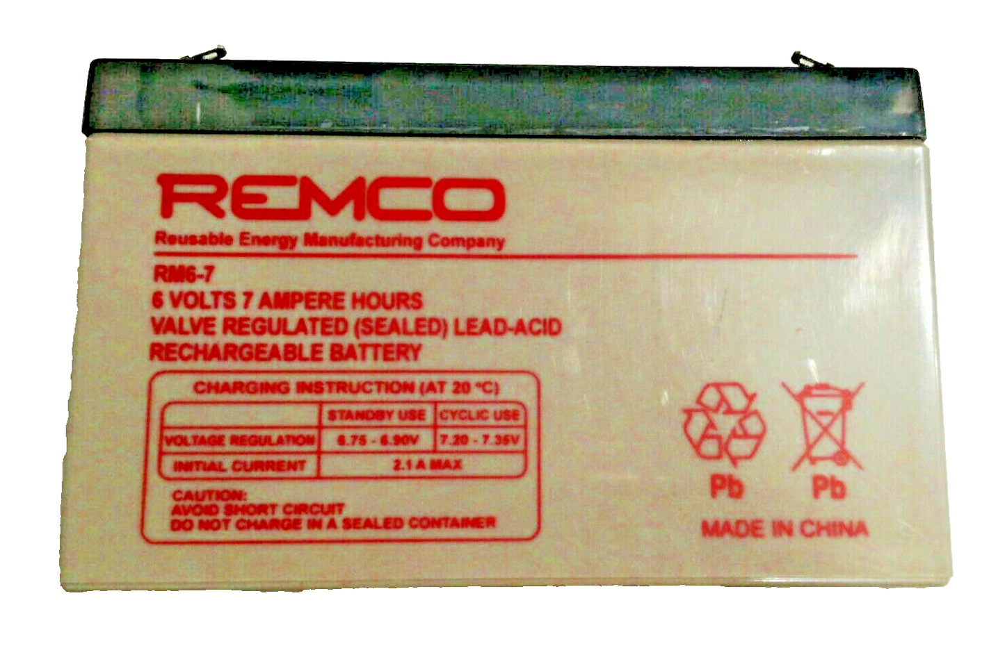 Batteria al Piombo Ricaricabile Remco RM6-7 da 6V 7AH per Giocattoli Elettrici